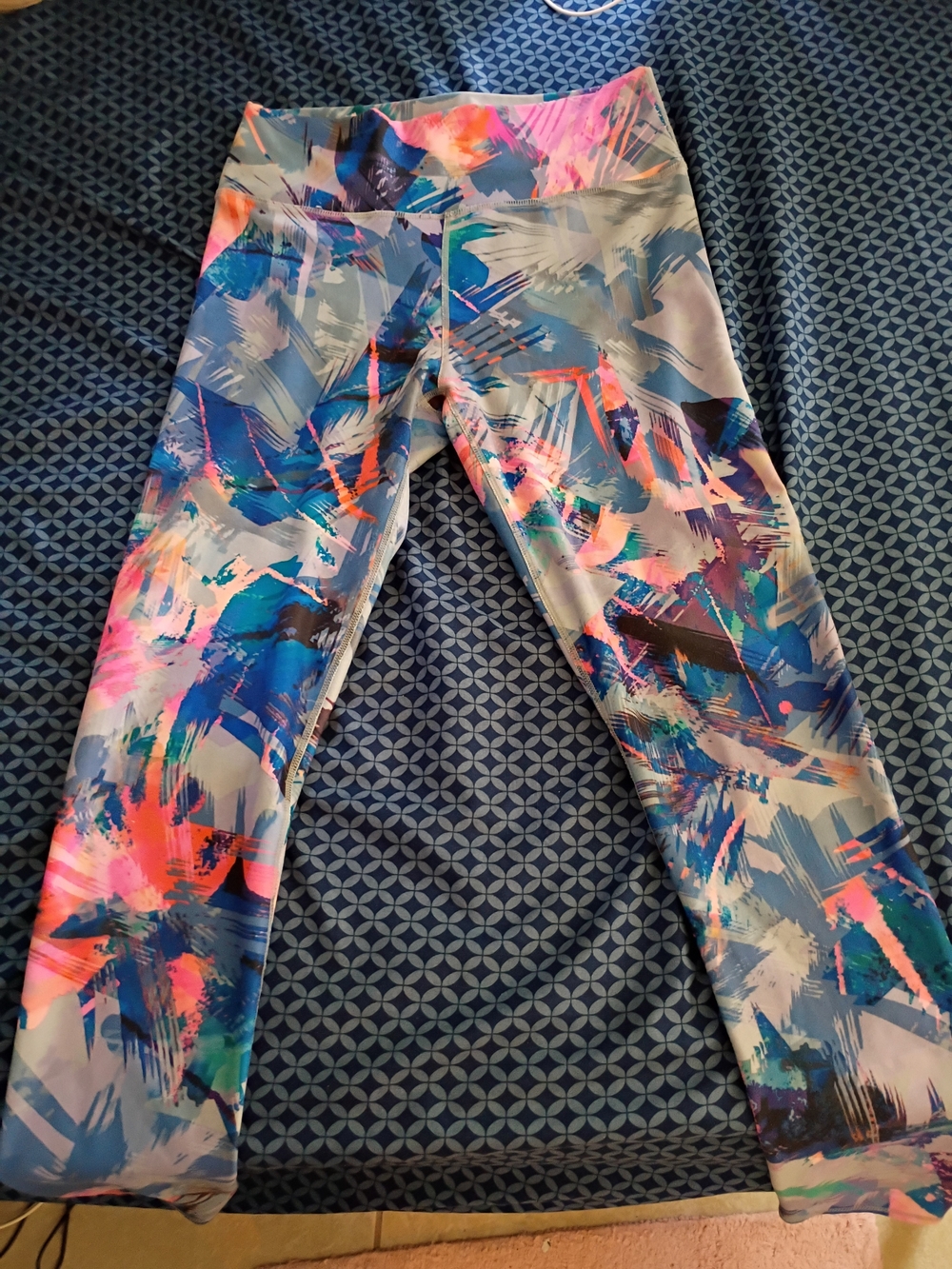 Fabletics Define PowerHold Mid-Rise Capri Leggings - Multicolor Abstract Print